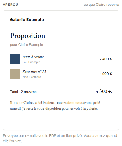 Écran MARMALADE, l'aperçu de ce que reçoit le collectionneur